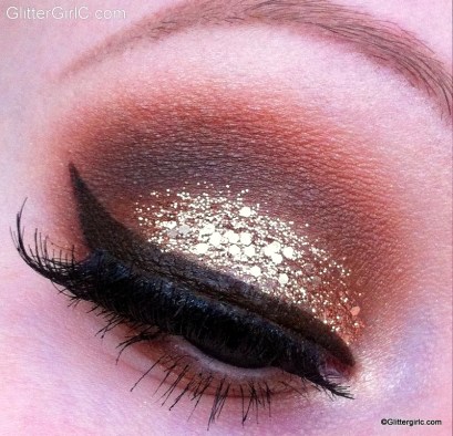 Glittery champagne New years eve makeup look