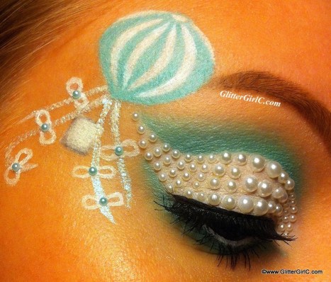 mint and white makeup look