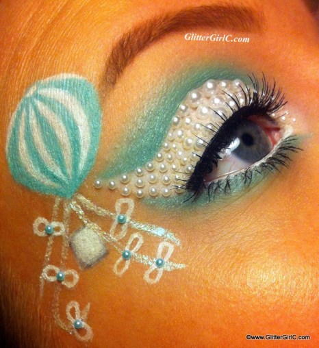 mint and white makeup look