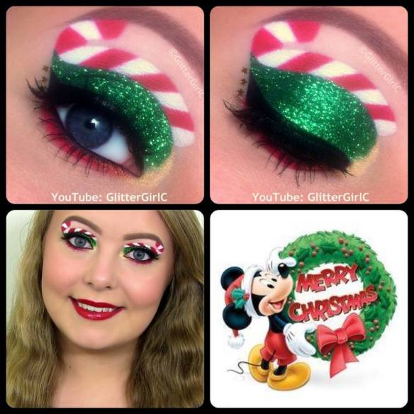 Christmas makeup glitter candy cane